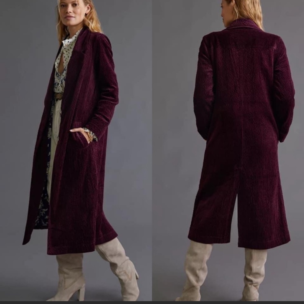 Anthropologie Velvet Corduroy Duster Jacket 6